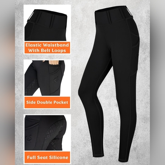 Women's Black Riding Pants - Picture 4 of 5